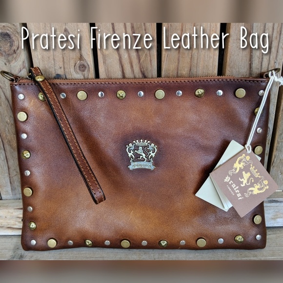 Pratesi Firenze Handbags - Pratesi Leather Clutch/Crossbody Leather Bag
